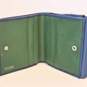 Coach Light Blue Leather Clasp Wallet
